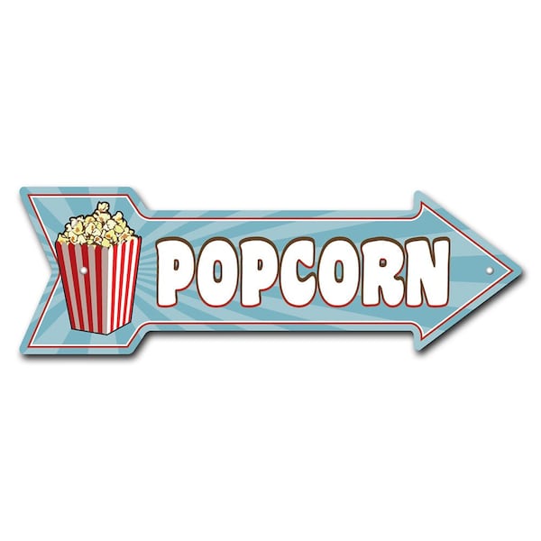 Popcorn Arrow Sign Funny Home Decor 24in Wide
